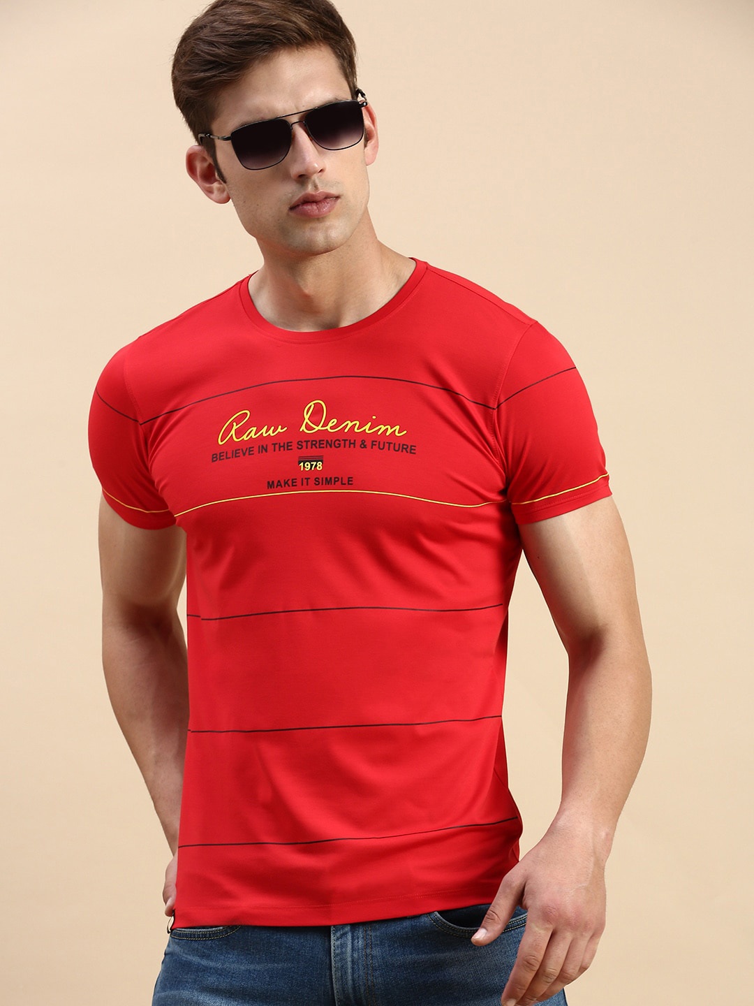 

SHOWOFF Typography Printed Slim Fit T-shirt, Red