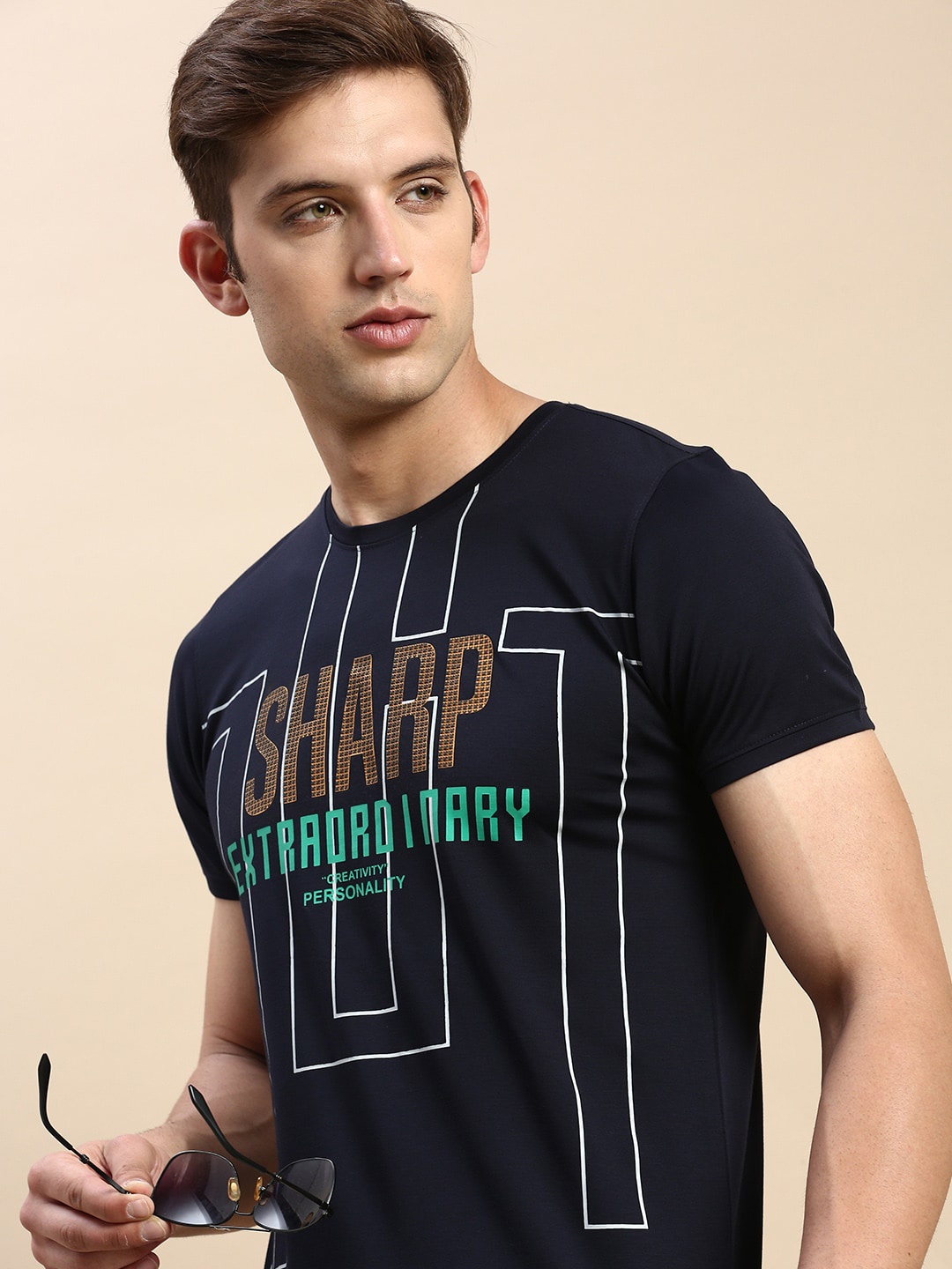 

SHOWOFF Typography Printed Slim Fit T-shirt, Navy blue