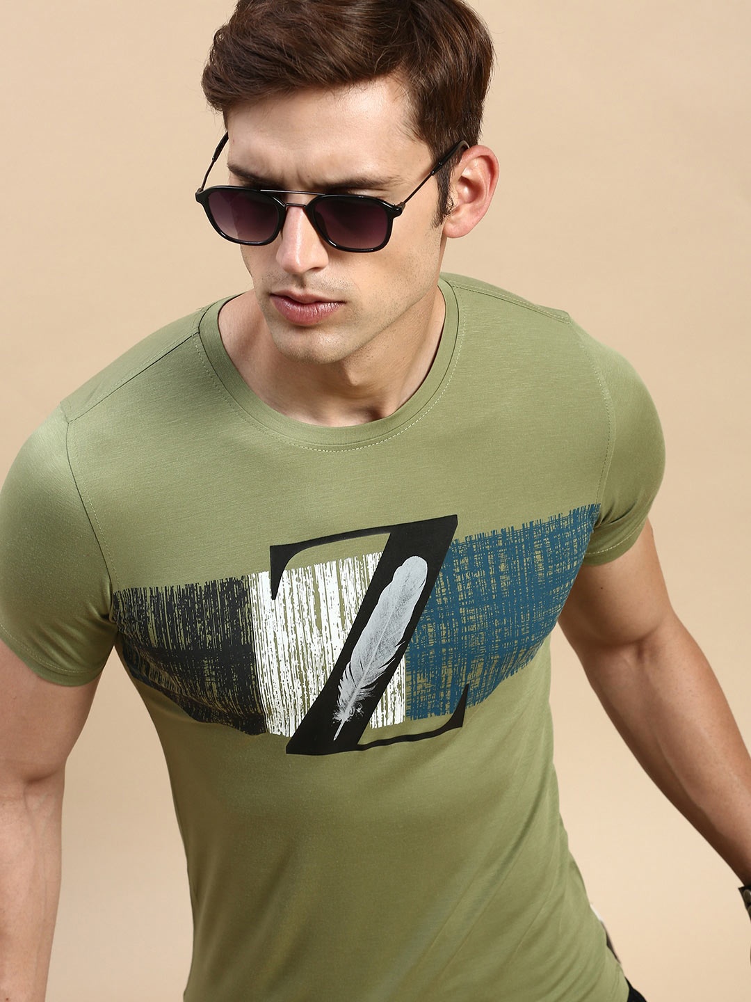 

SHOWOFF Typography Printed Slim Fit T-shirt, Olive