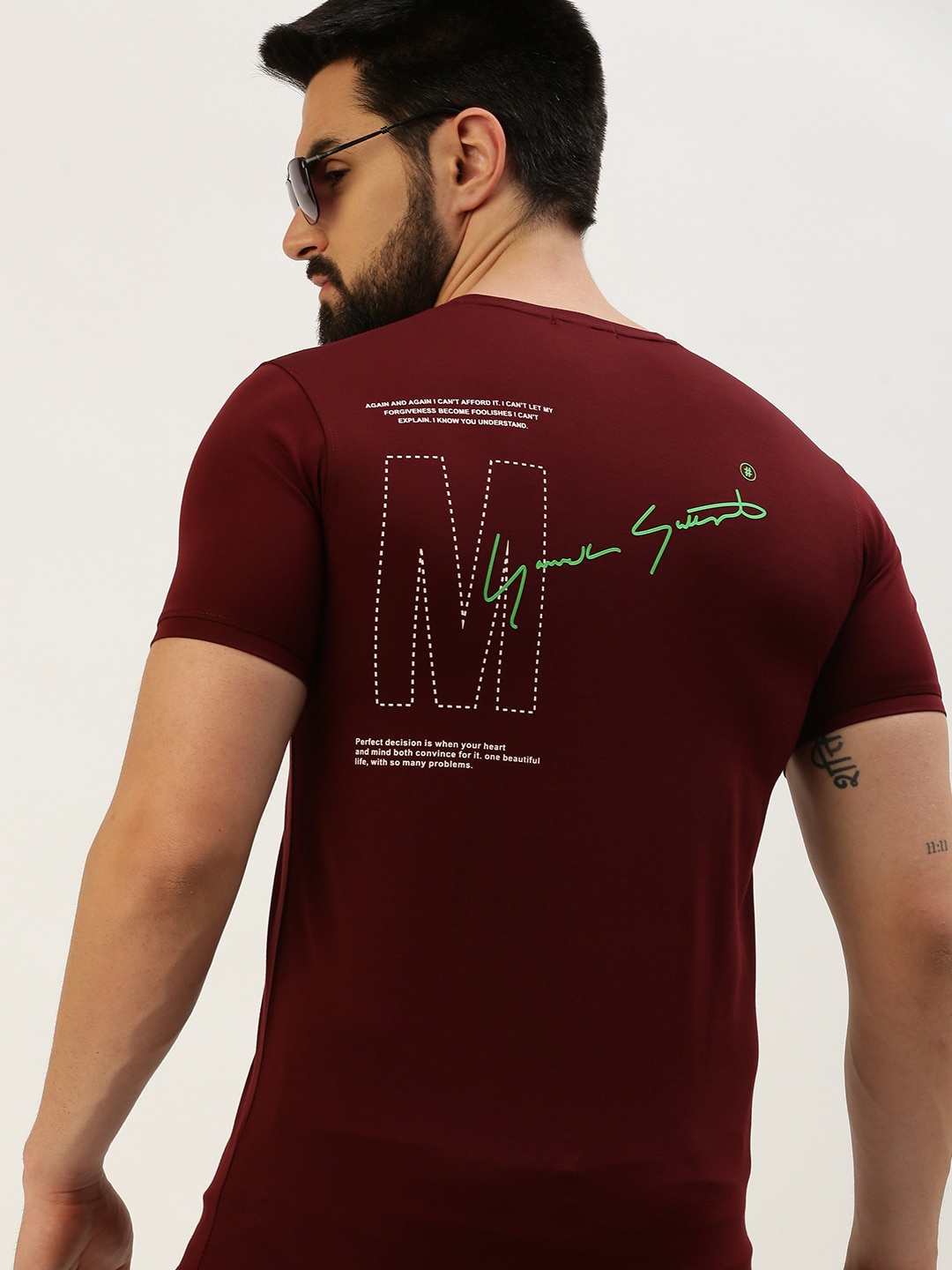 

SHOWOFF Typography Printed Slim Fit T-shirt, Burgundy