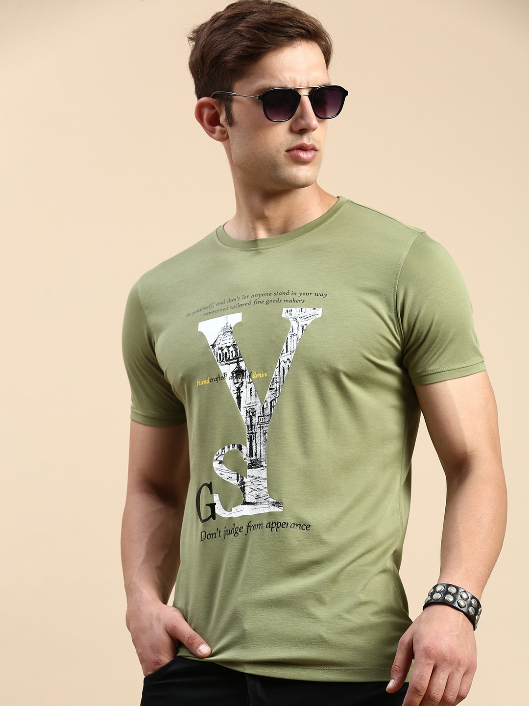 

SHOWOFF Typography Printed Slim Fit T-shirt, Olive