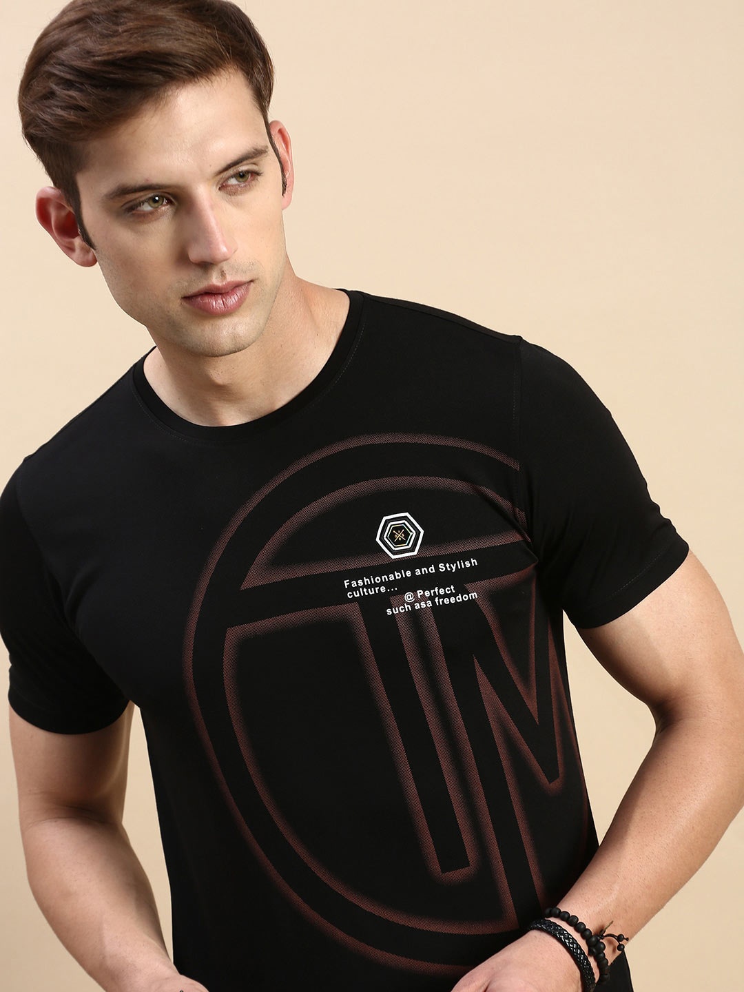 SHOWOFF Graphic Printed Slim Fit T-shirt, Black