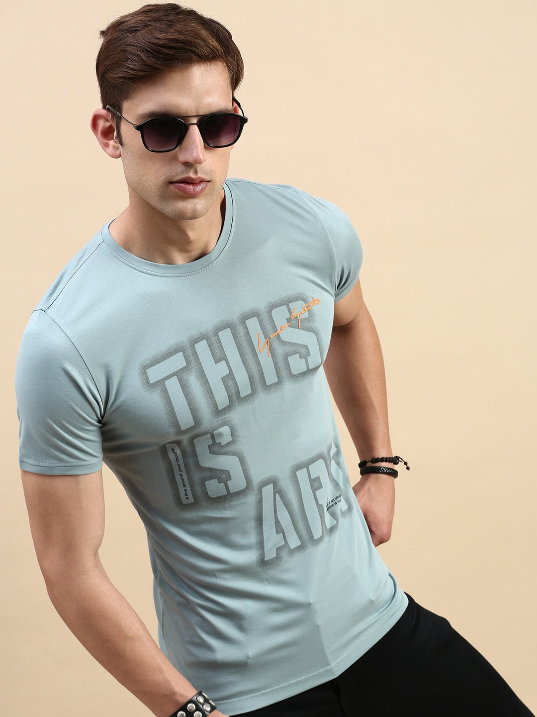

SHOWOFF Typography Printed Slim Fit T-shirt, Sea green