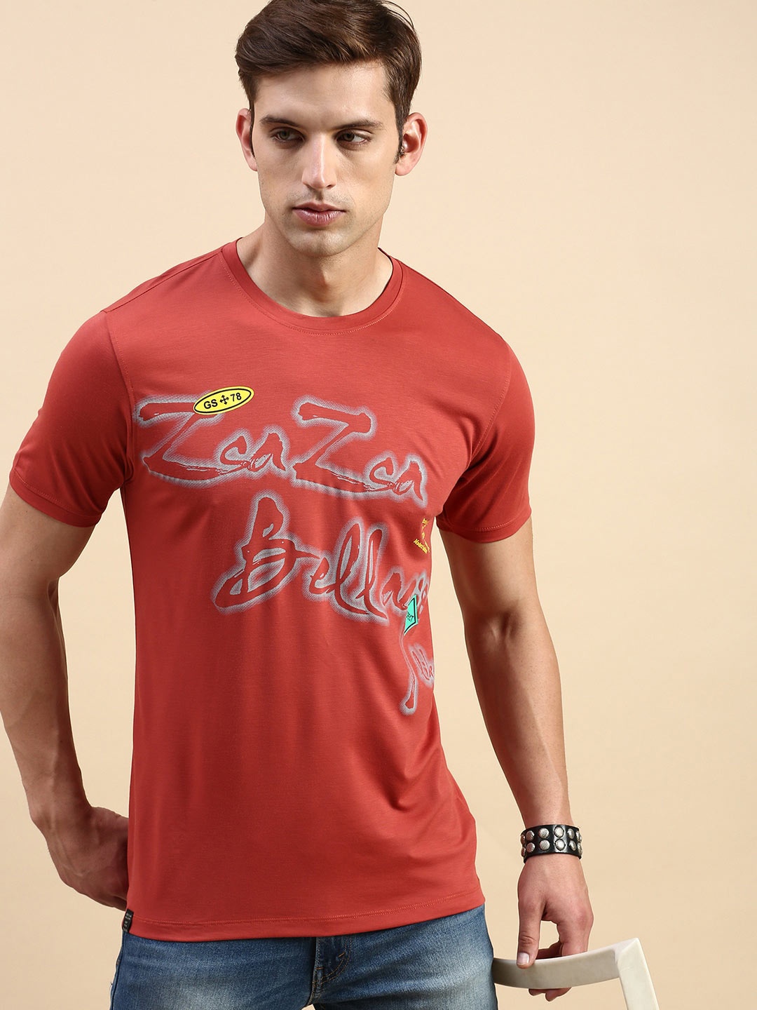 

SHOWOFF Typography Printed Slim Fit T-shirt, Rust