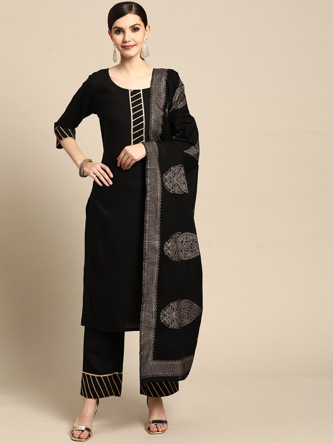 

Gerua By Libas Gotta Patti Kurta with Trousers Dupatta, Black