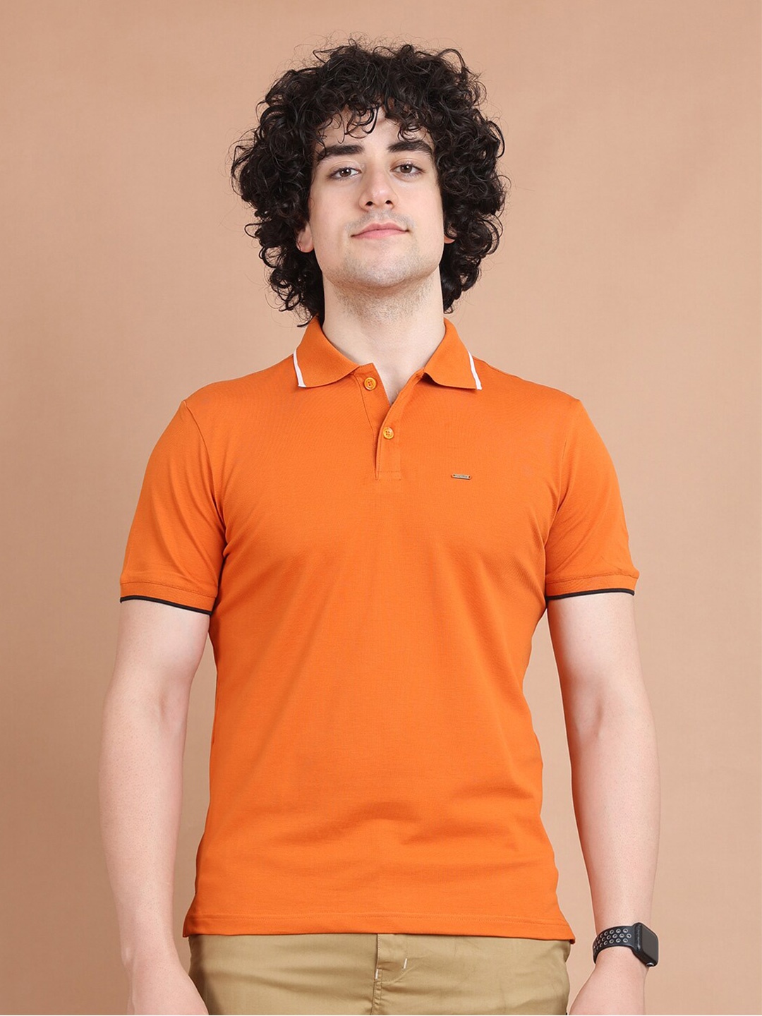 

berry blues Pique Half Sleeve Cotton Polo T-shirt, Rust