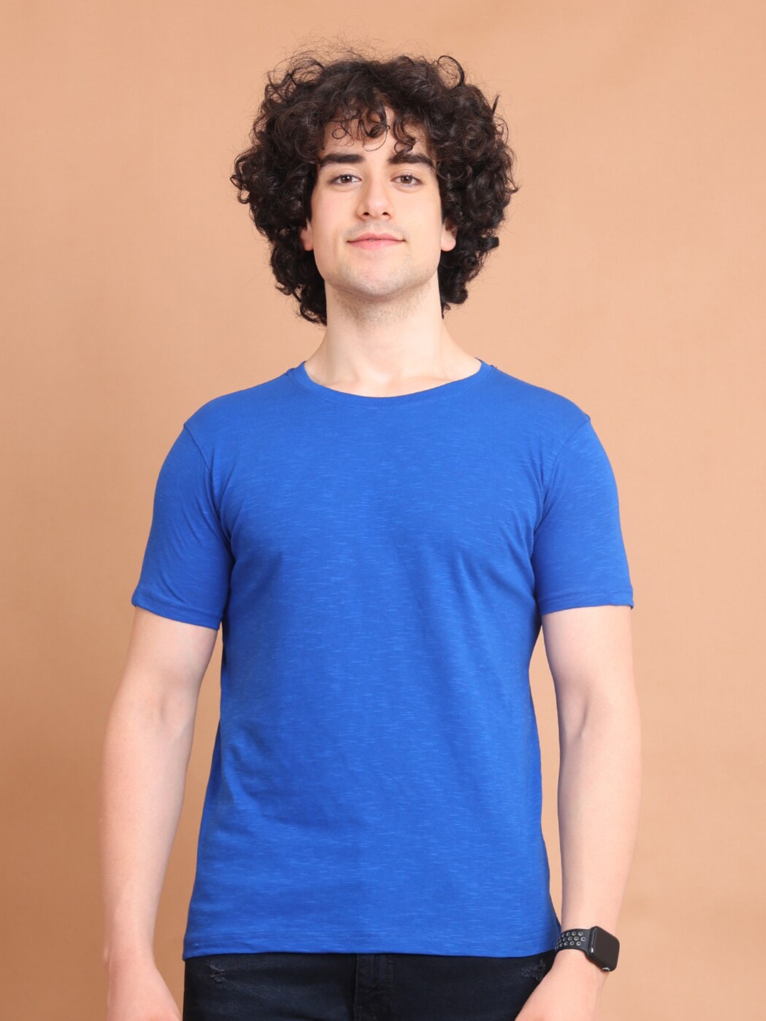 

berry blues Round Neck Cotton T-shirt, Blue