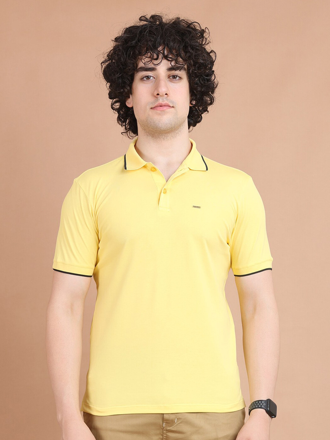 

berry blues Pique Half Sleeve Cotton Polo T-shirt, Yellow