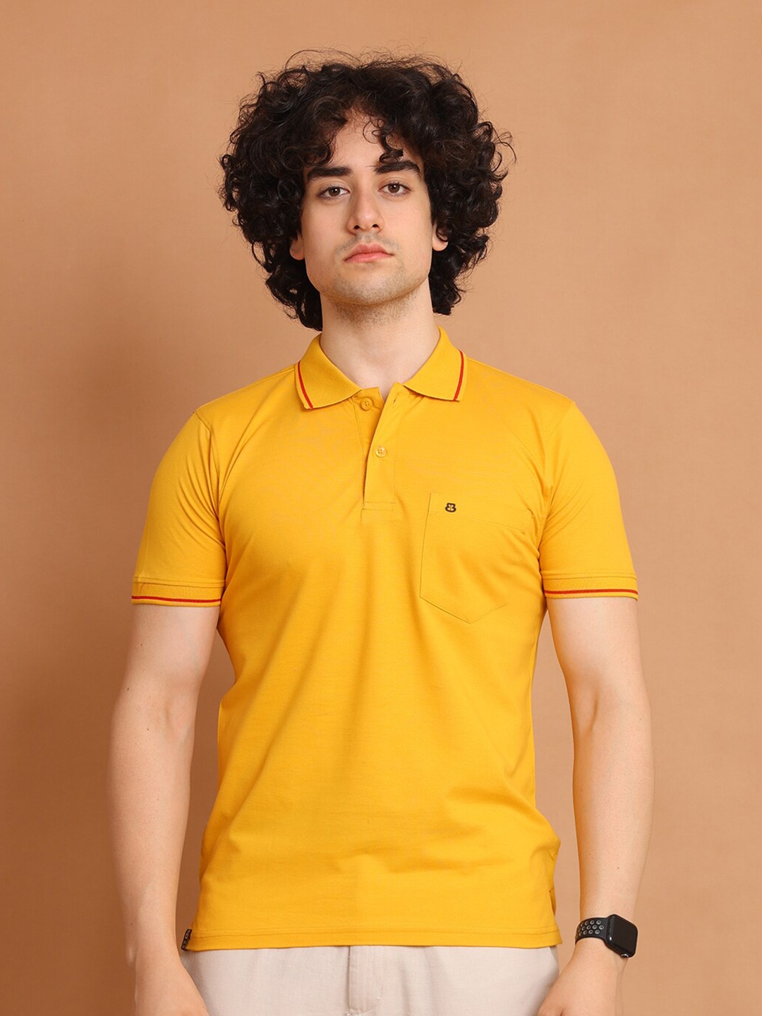 

berry blues Pique Half Sleeve Cotton Polo T-shirt, Yellow