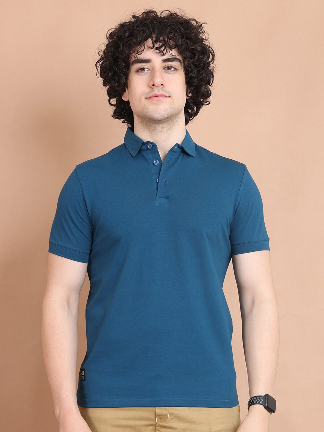 

berry blues Pique Half Sleeve Cotton Polo T-shirt, Blue