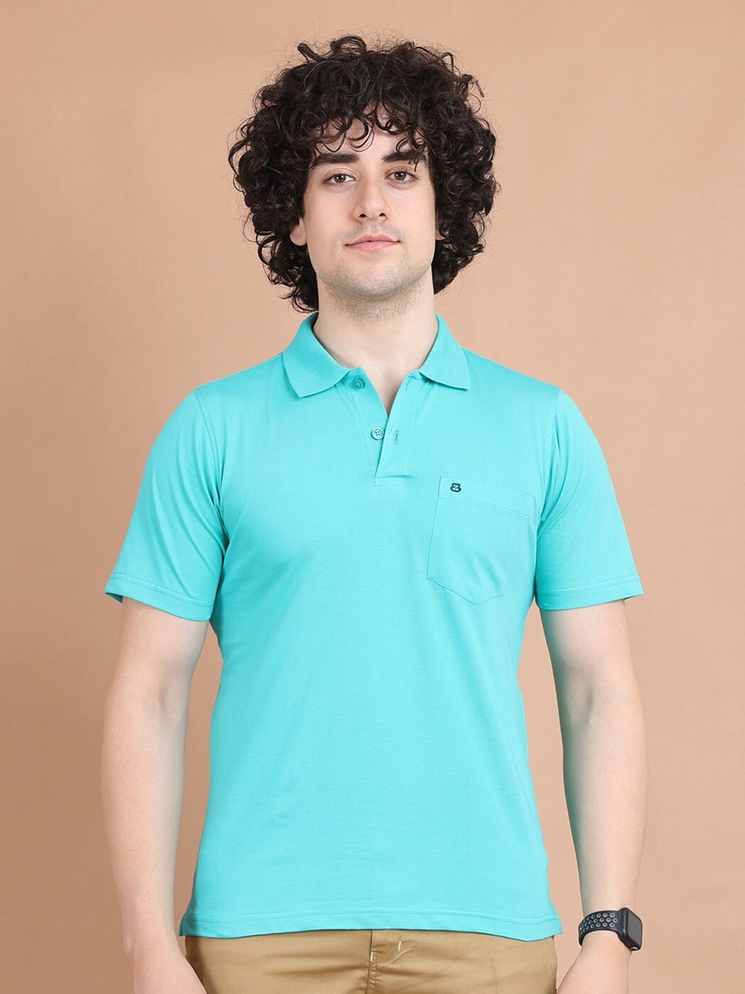 

berry blues Pique Half Sleeve Cotton Polo T-shirt, Blue