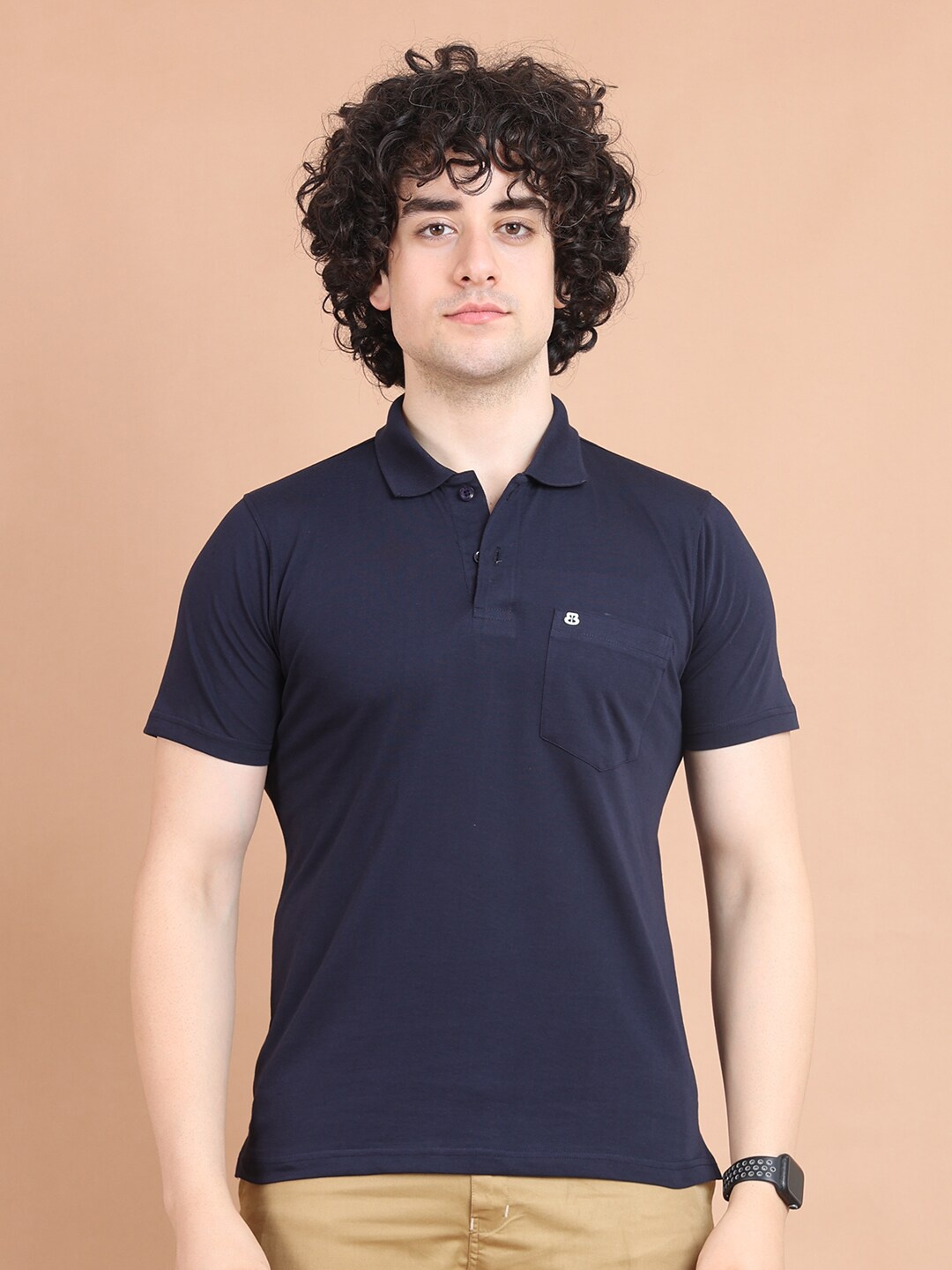 

berry blues Pique Half Sleeve Cotton Polo T-shirt, Blue