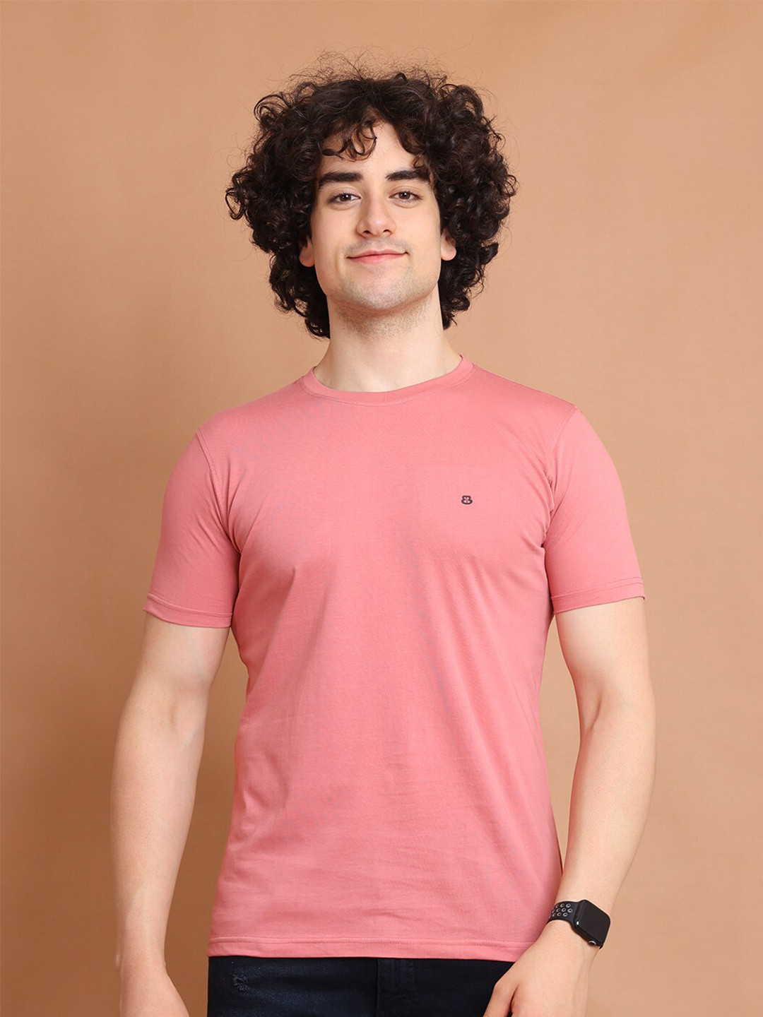 

berry blues Half Sleeve Round Neck Cotton T-shirt, Pink