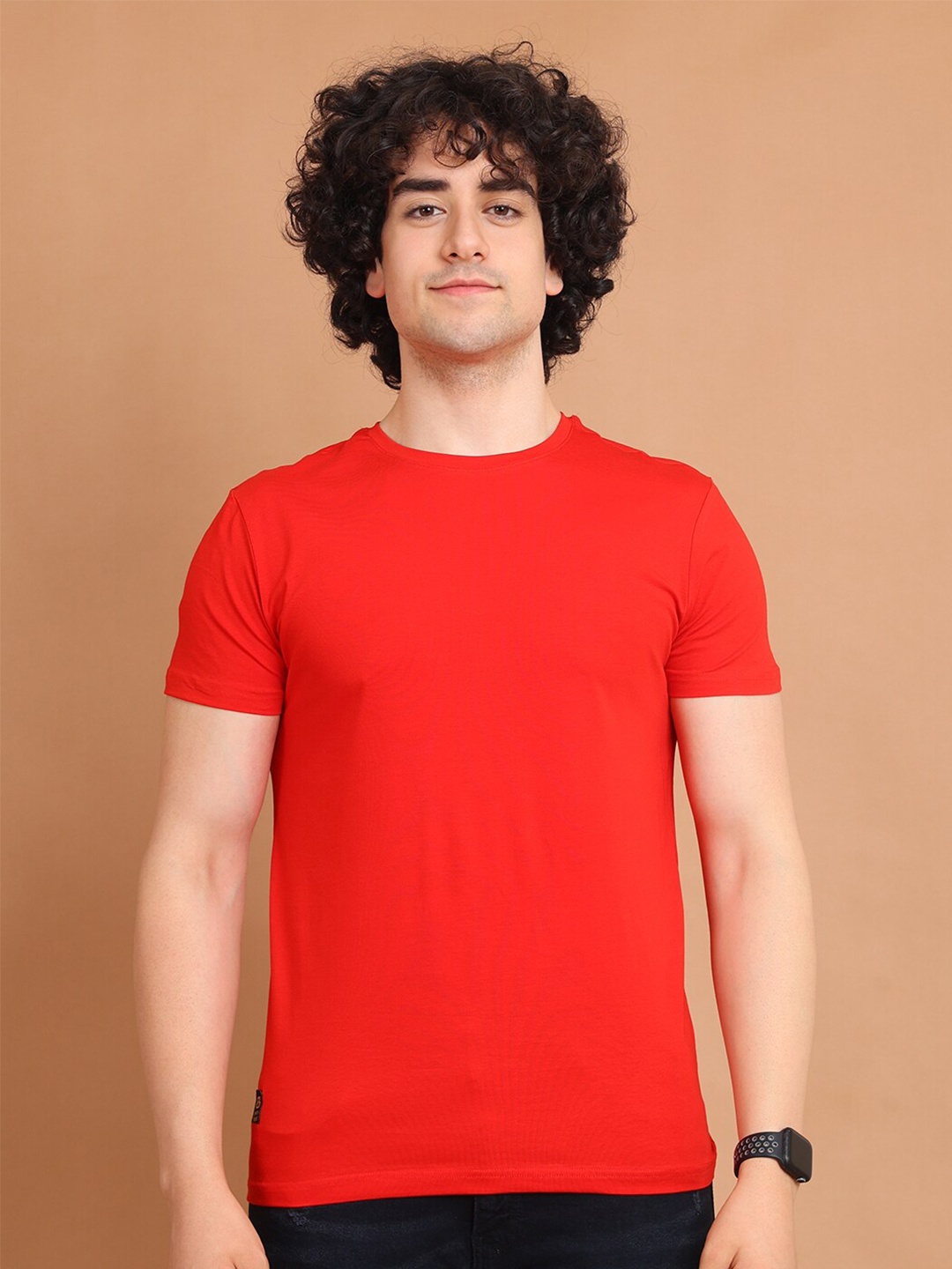 

berry blues Half Sleeve Round Neck Cotton T-shirt, Red