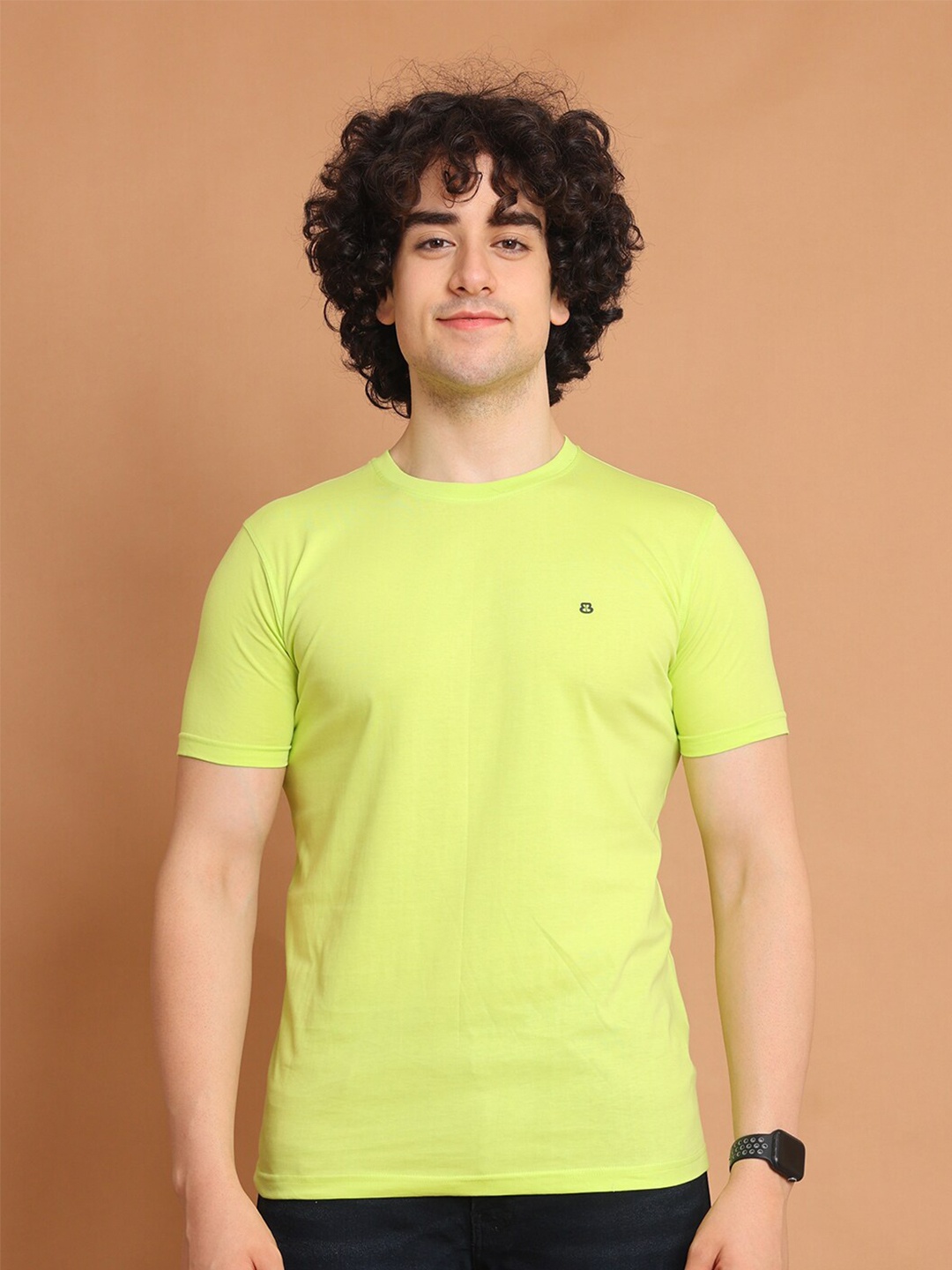 

berry blues Half Sleeve Round Neck Cotton T-shirt, Green