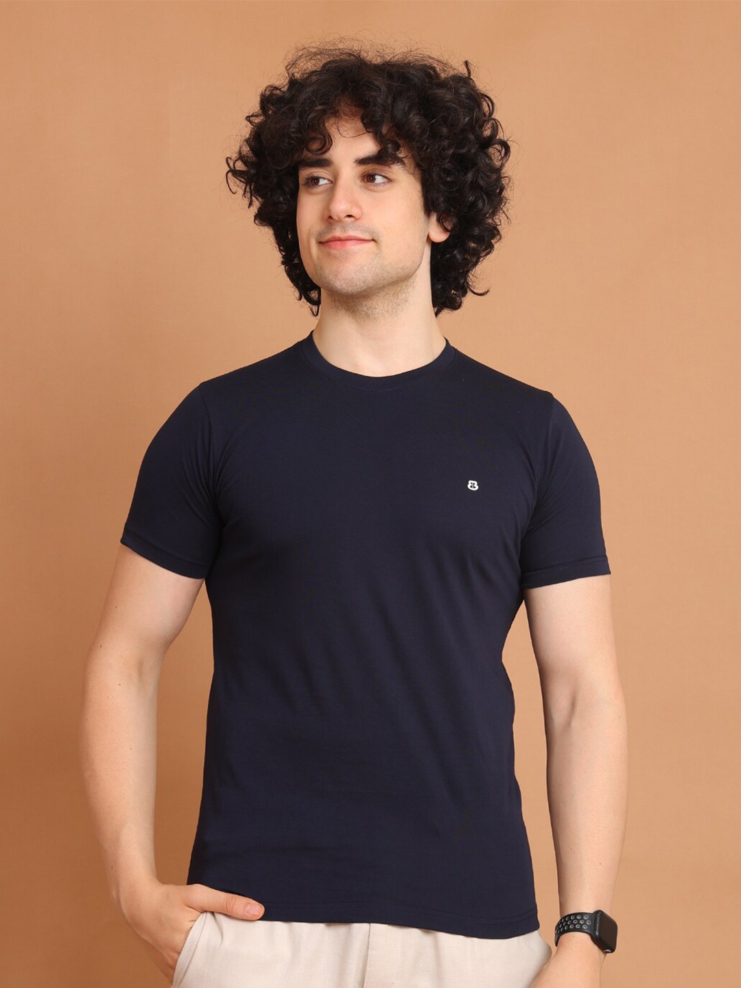 

berry blues Round Neck Cotton T-shirt, Blue