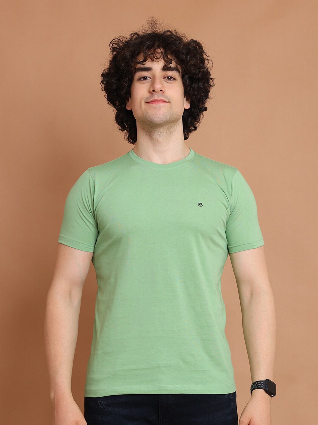 

berry blues Half Sleeve Round Neck Cotton T-shirt, Green