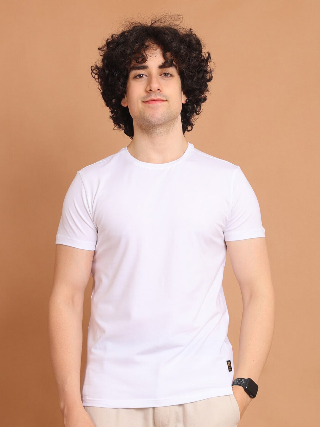 

berry blues Round Neck Cotton T-shirt, White