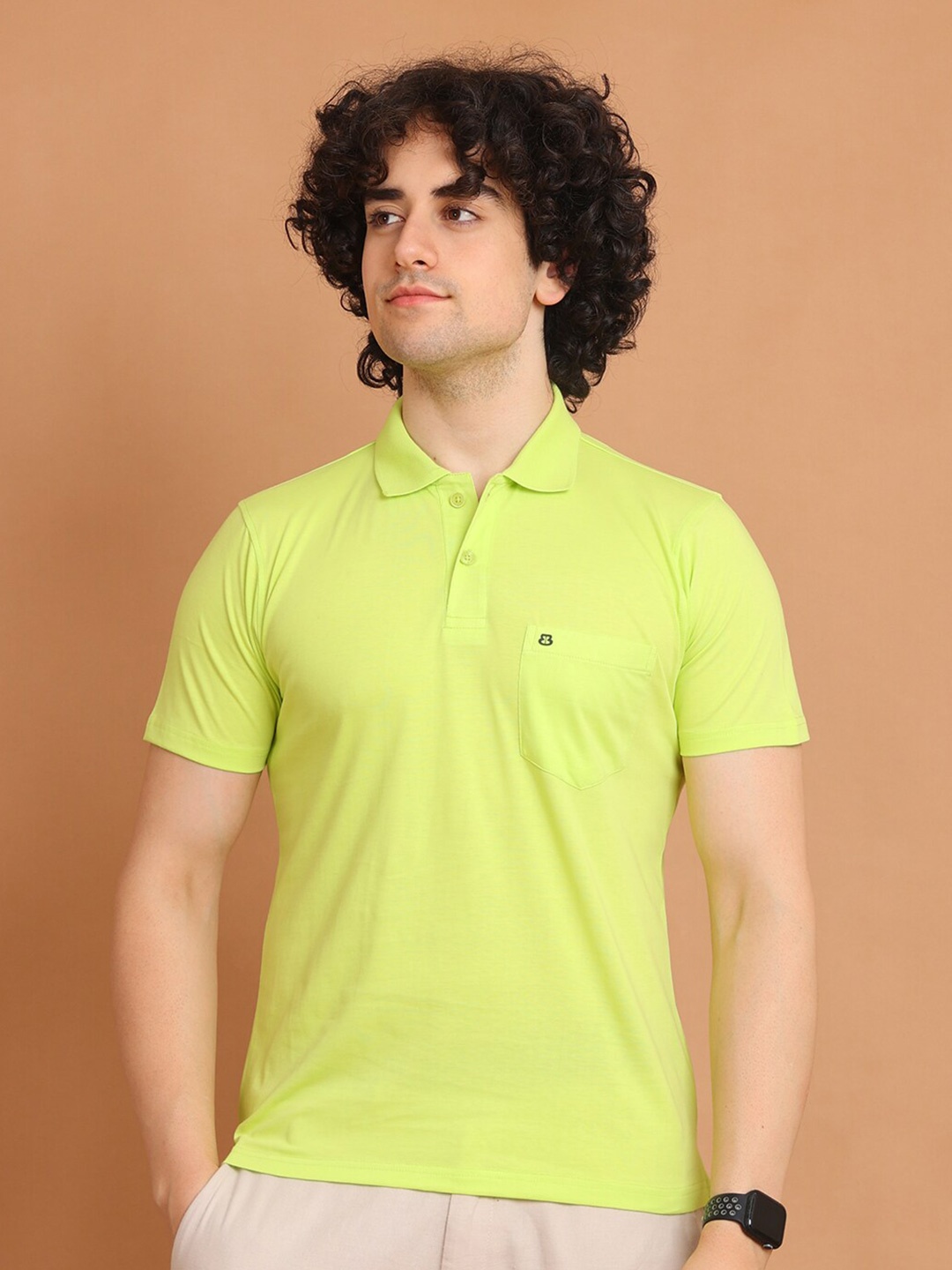 

berry blues Pique Half Sleeve Cotton Polo T-shirt, Green