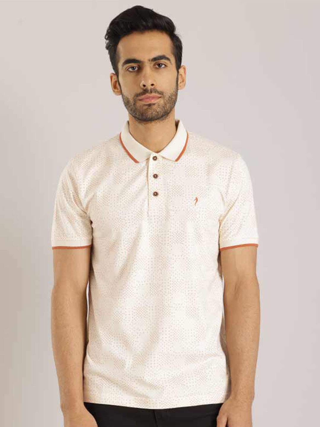 

Indian Terrain Polo Collar Printed Cotton T-shirt, White