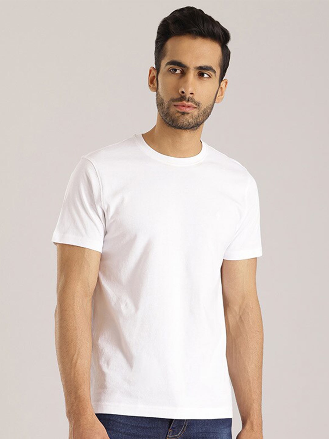 

Indian Terrain Round Neck Cotton T-shirt, White