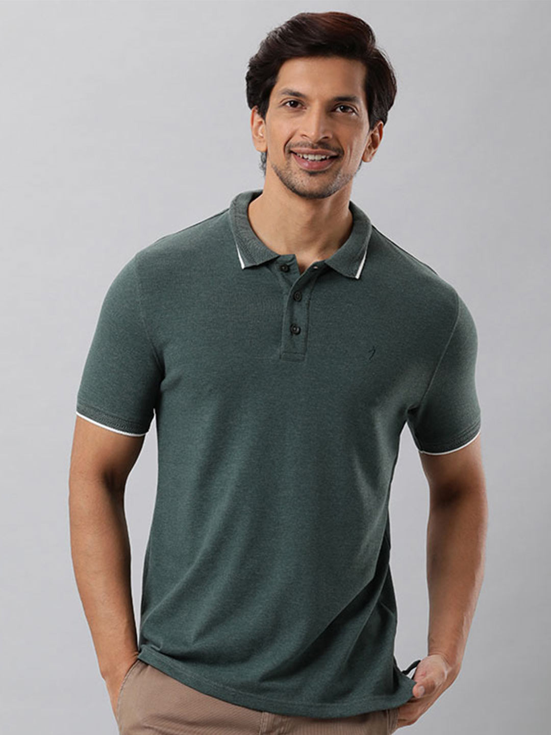 

Indian Terrain Polo Collar Cotton T-shirt, Green