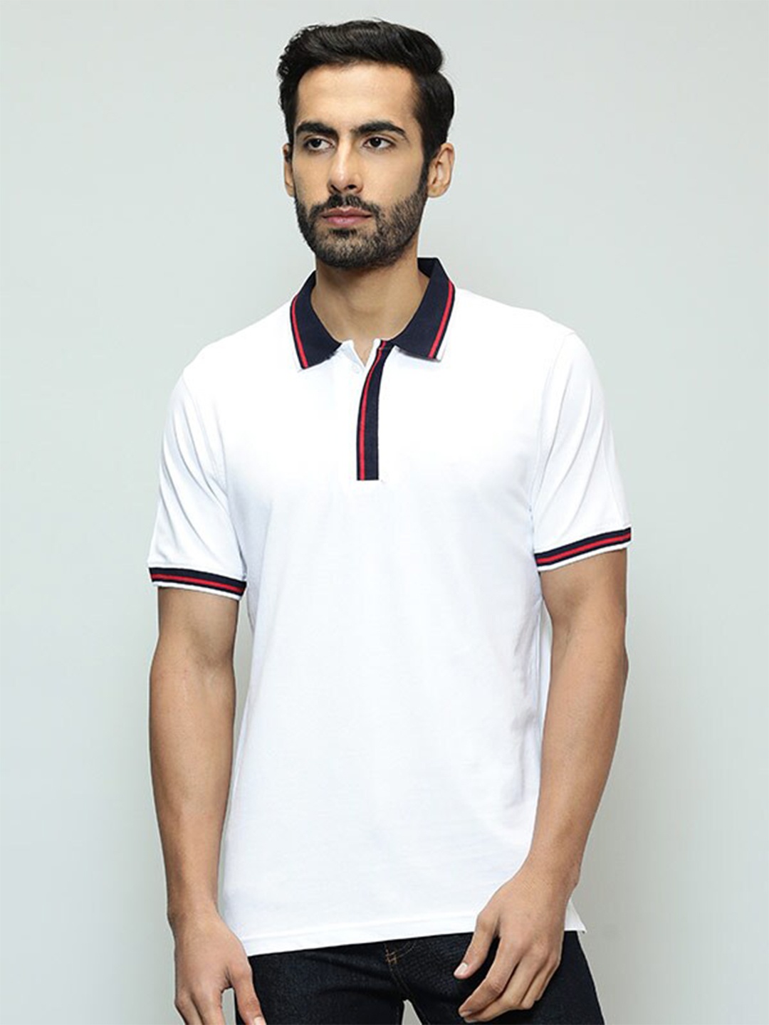 

Indian Terrain Polo Collar Slim Fit Cotton T-shirt, White