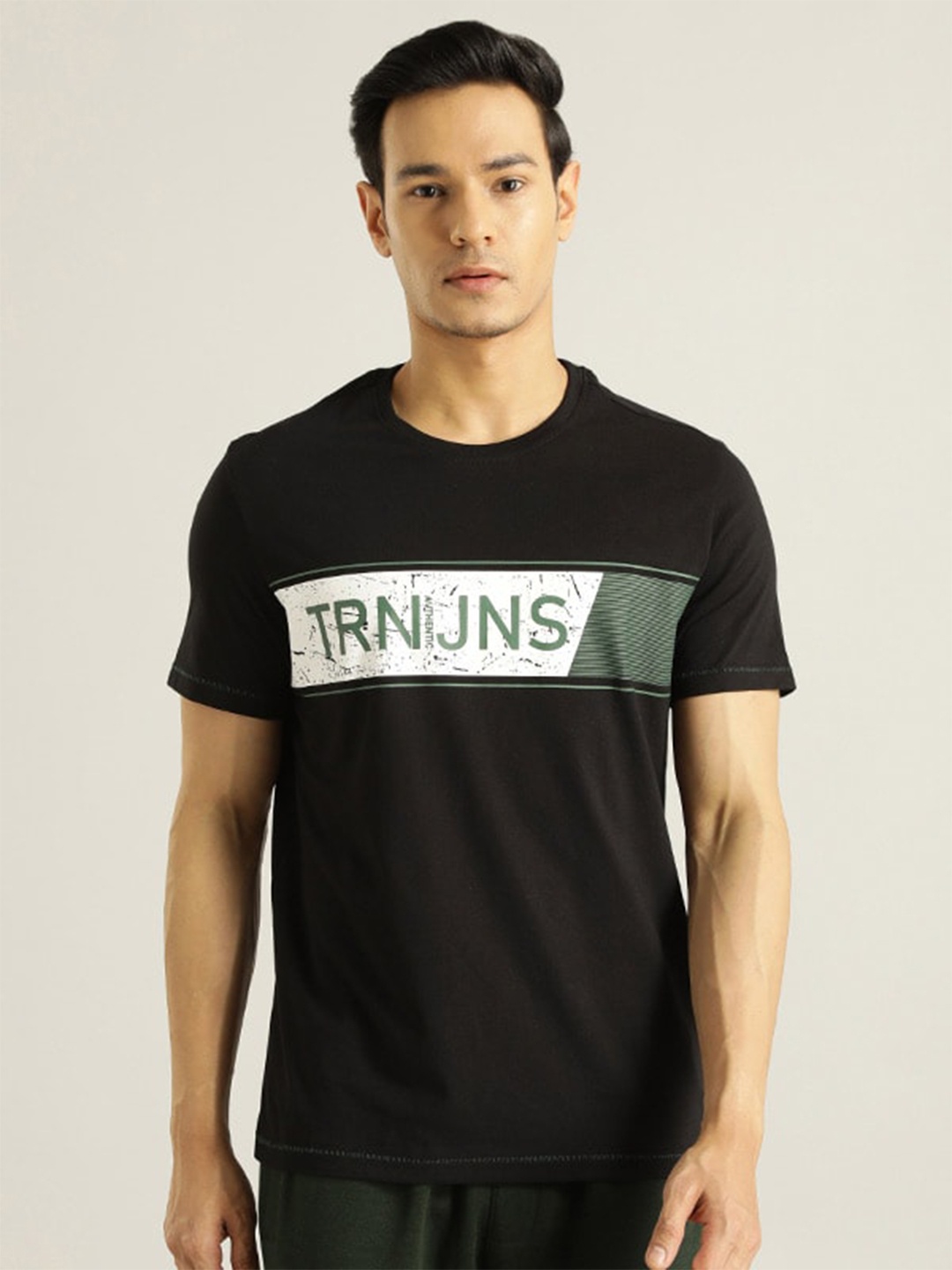 

Indian Terrain Slim Fit Cotton T-shirt, Black