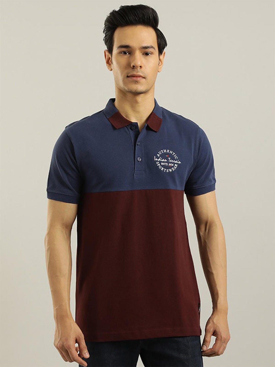 

Indian Terrain Polo Collar Slim Fit Cotton T-shirt, Maroon