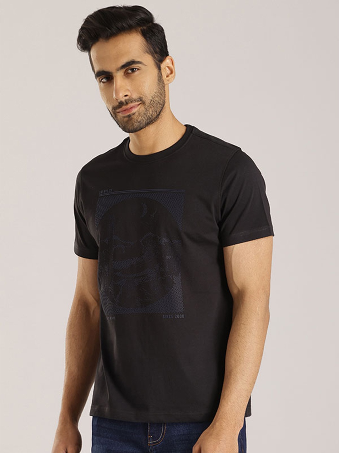 

Indian Terrain Slim Fit Cotton T-shirt, Black