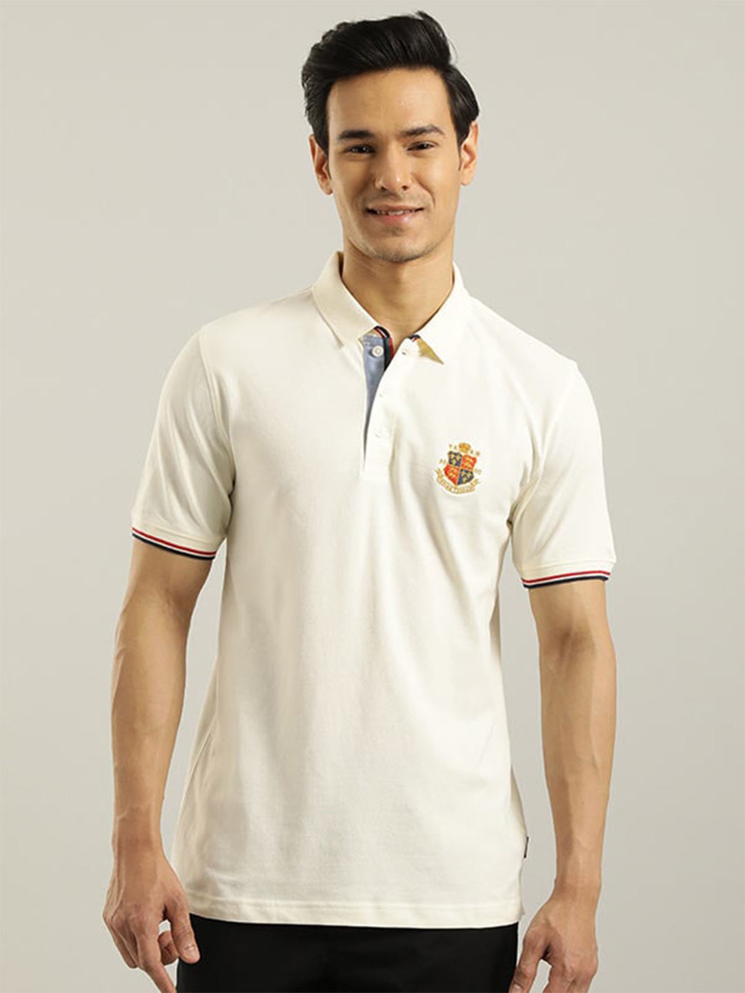 

Indian Terrain Polo Collar Slim Fit Cotton T-shirt, White