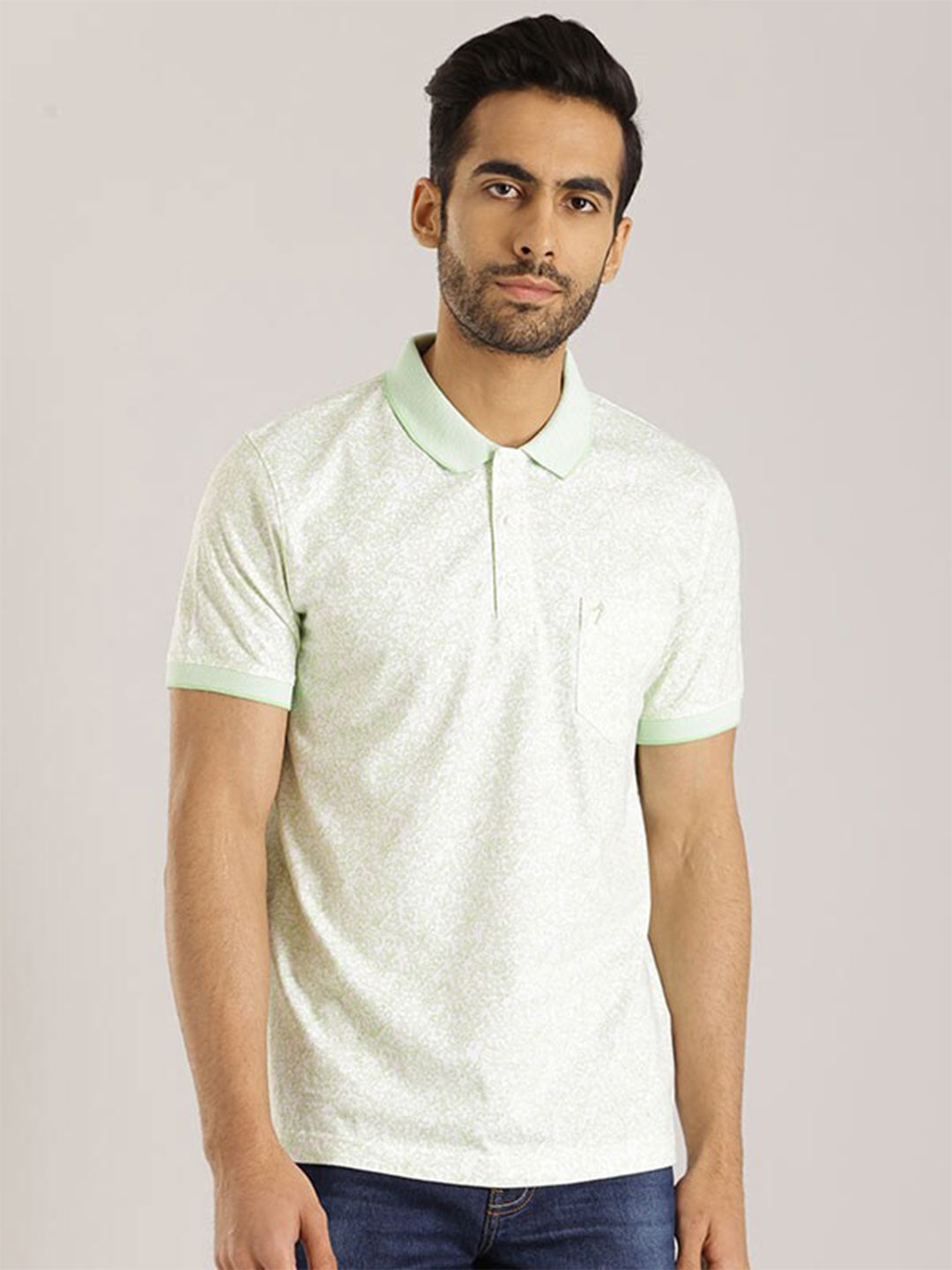 

Indian Terrain Polo Collar Slim Fit Cotton T-shirt, Green