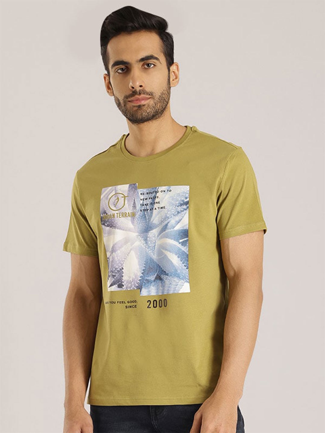 

Indian Terrain Slim Fit Cotton T-shirt, Green