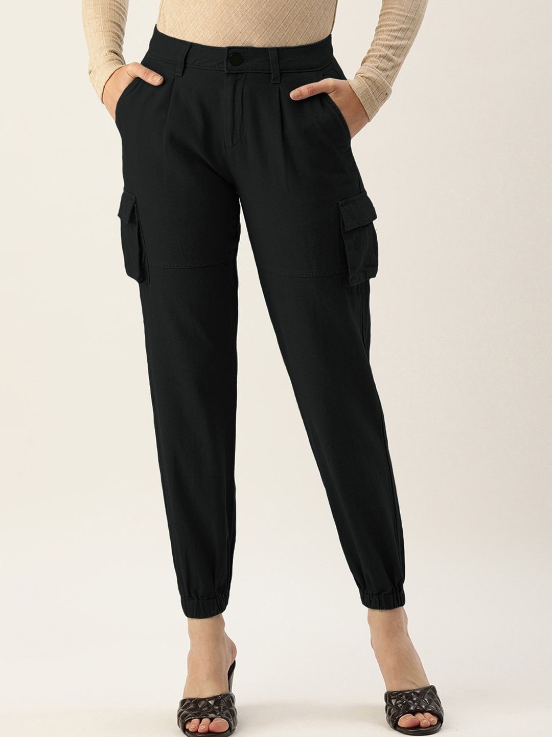

IVOC Women Mid-Rise Cargo Joggers, Black