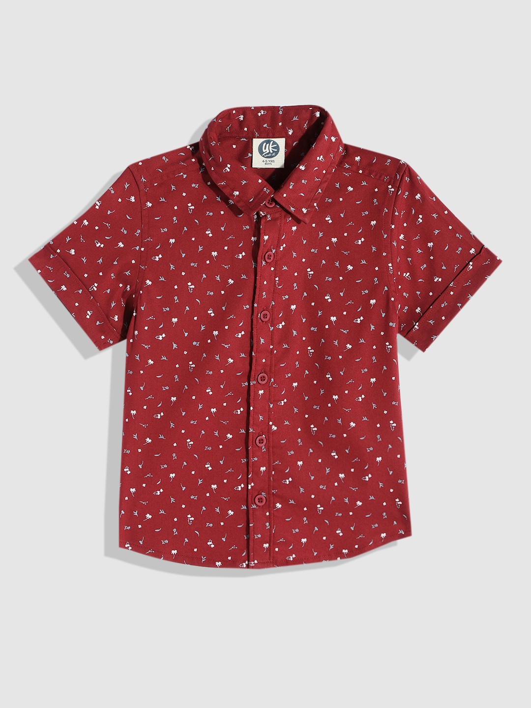 

YK Boys Floral Printed Opaque Casual Shirt, Red