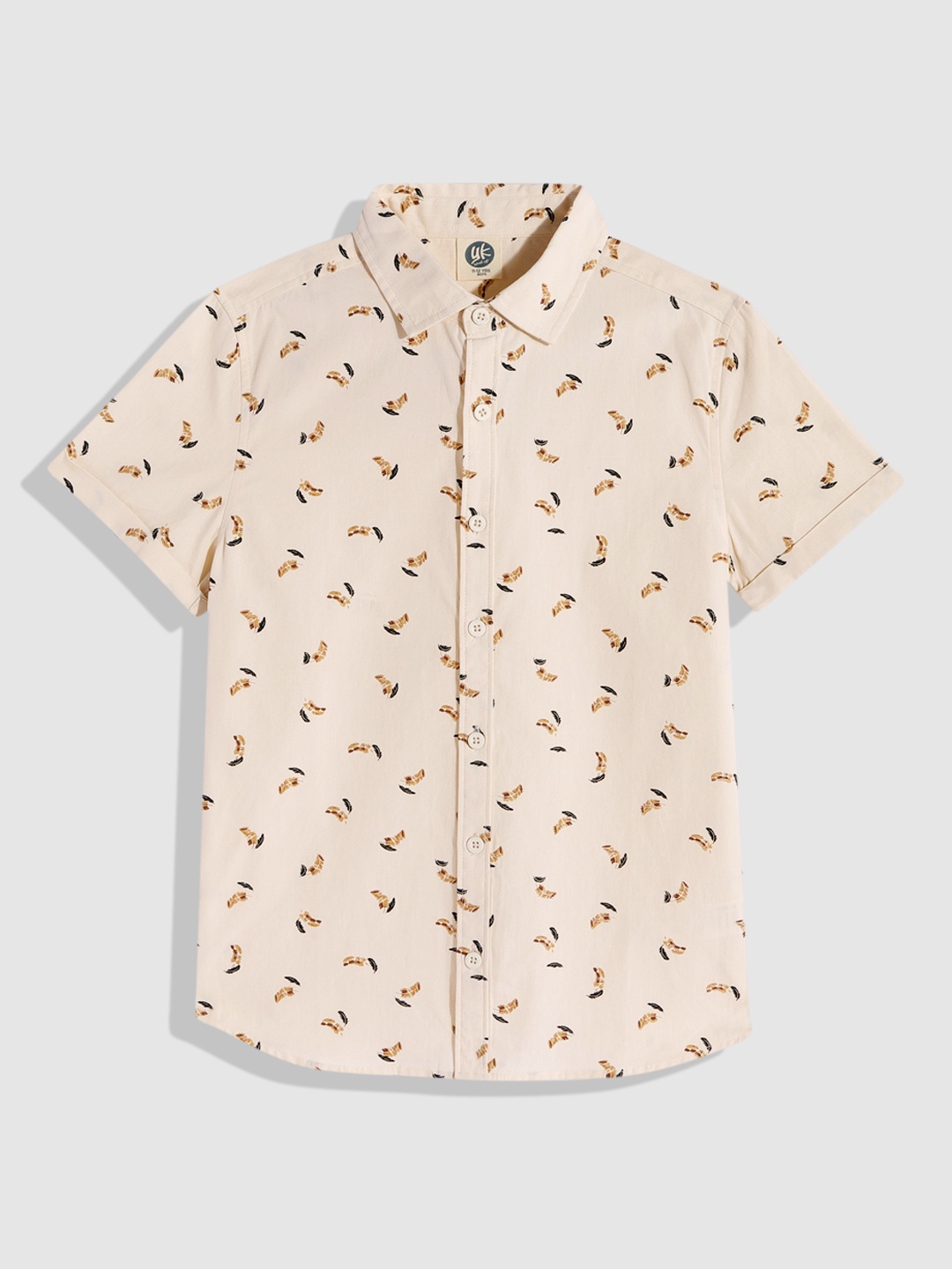 

YK Boys Opaque Printed Pure Cotton Casual Shirt, Beige