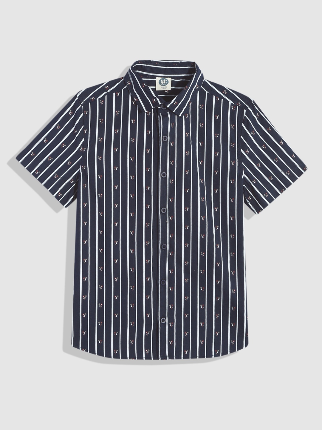 

YK Boys Charcoal Opaque Striped Pure Cotton Casual Shirt