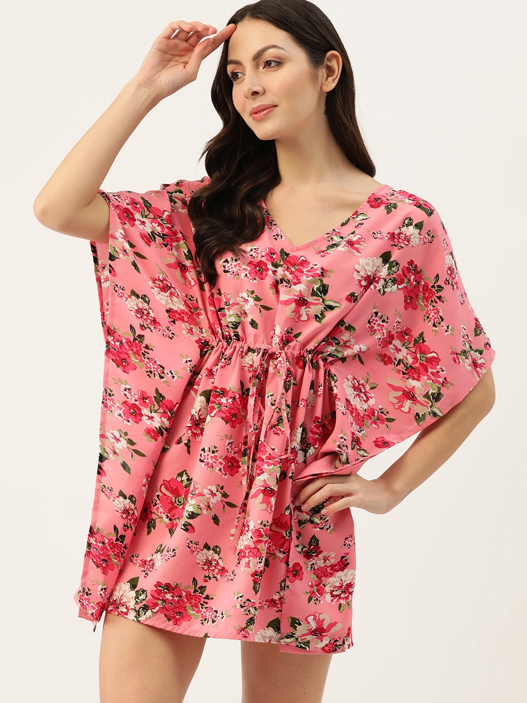 

ETC Floral Printed Kaftan Nightdress, Pink