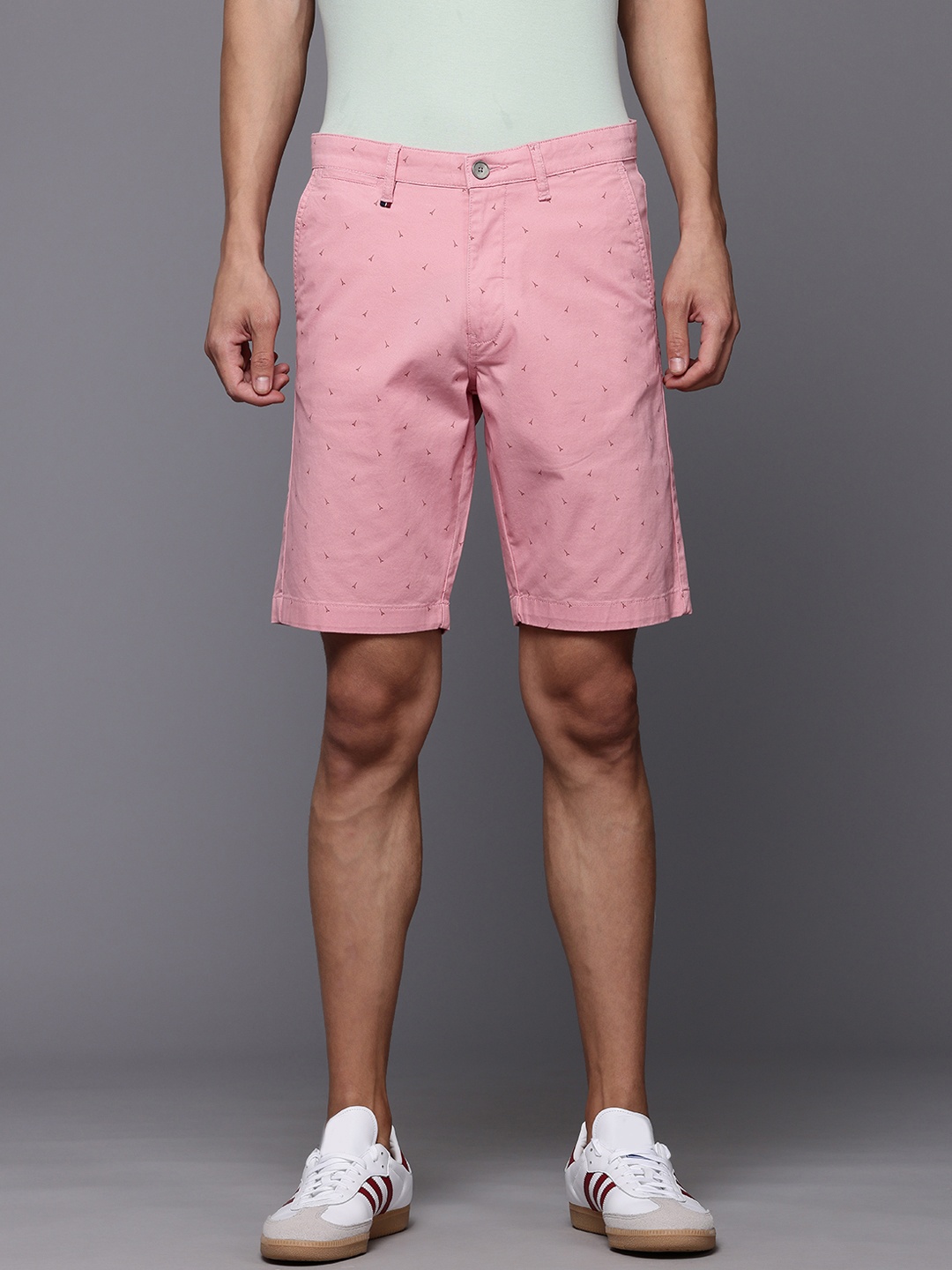 Louis Philippe Sport Men Micro Ditsy Print Slim-Fit Chino Shorts, Pink