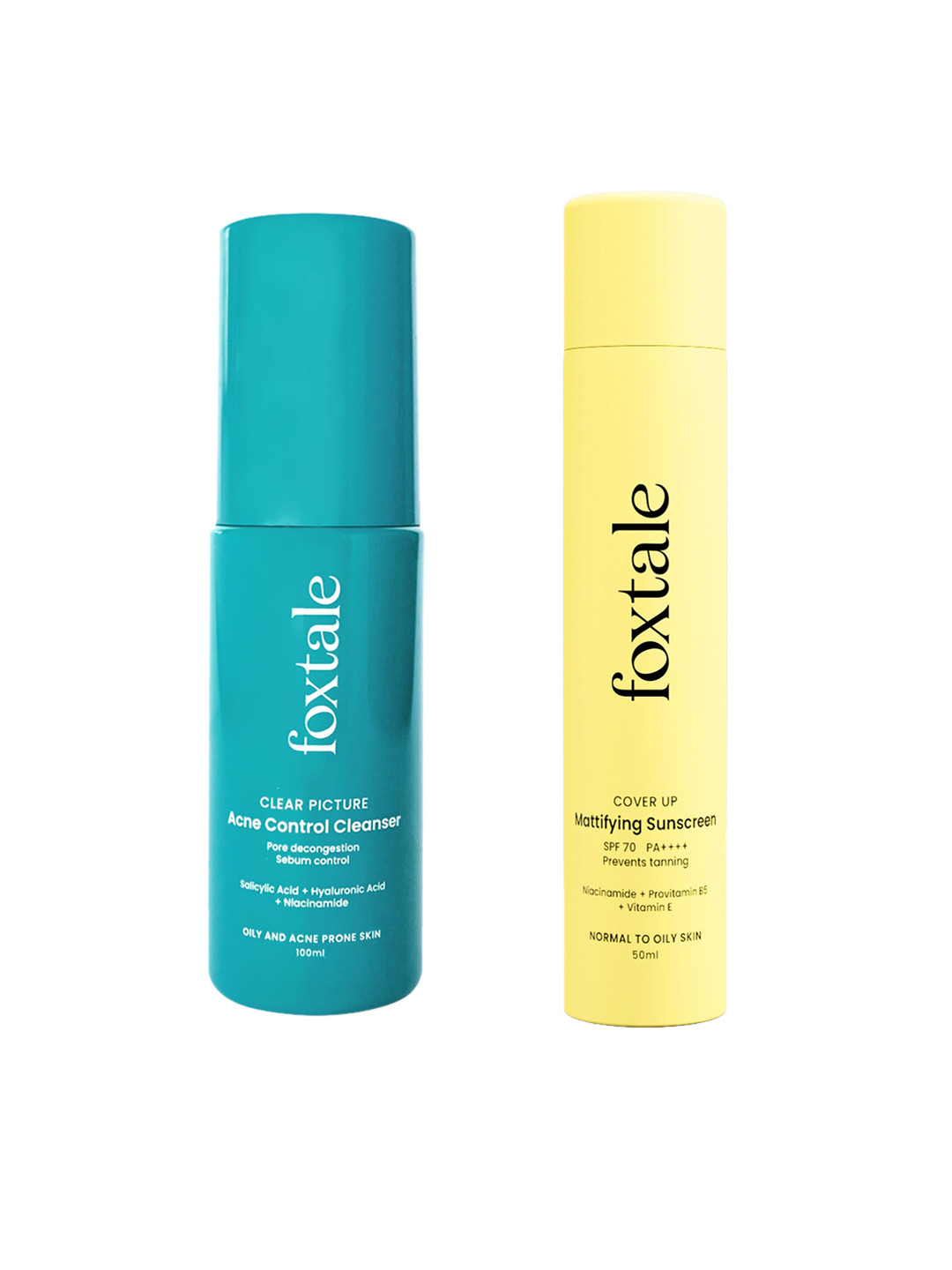 

FoxTale Set of Acne Control Cleanser 100 ml + Mattifying Sunscreen 50 ml, Teal