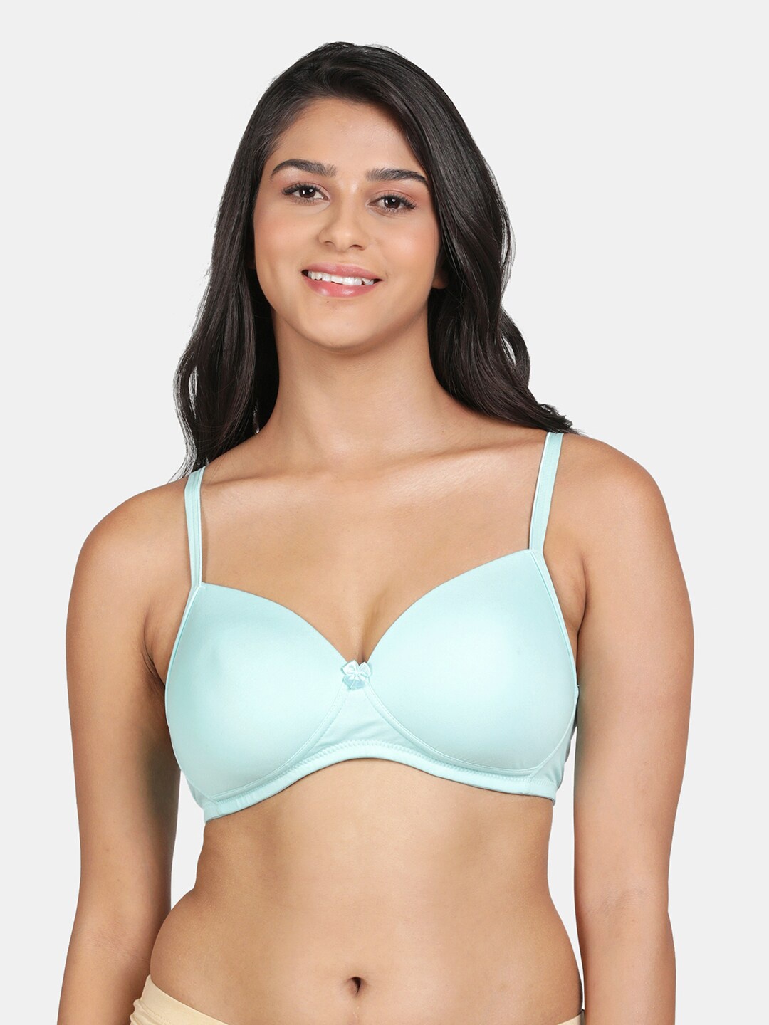 

R&B Medium Coverage Underwired Lightly Padded All Day Comfort Cotton Bra, Green