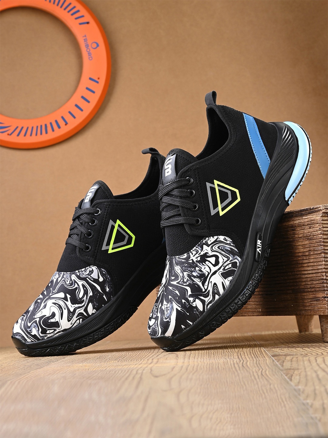 

BUCIK Men Running Air Max Lace-Up Non-Marking Shoes, Black