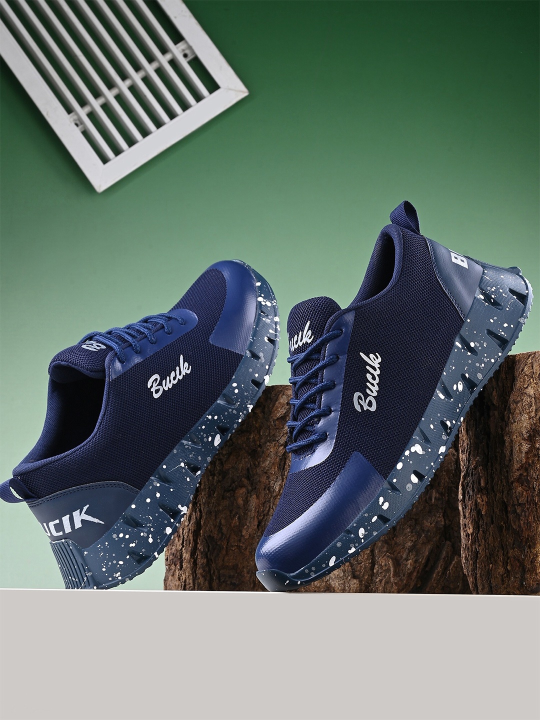 

BUCIK Men Running Air Max Lace-Up Non-Marking Shoes, Blue