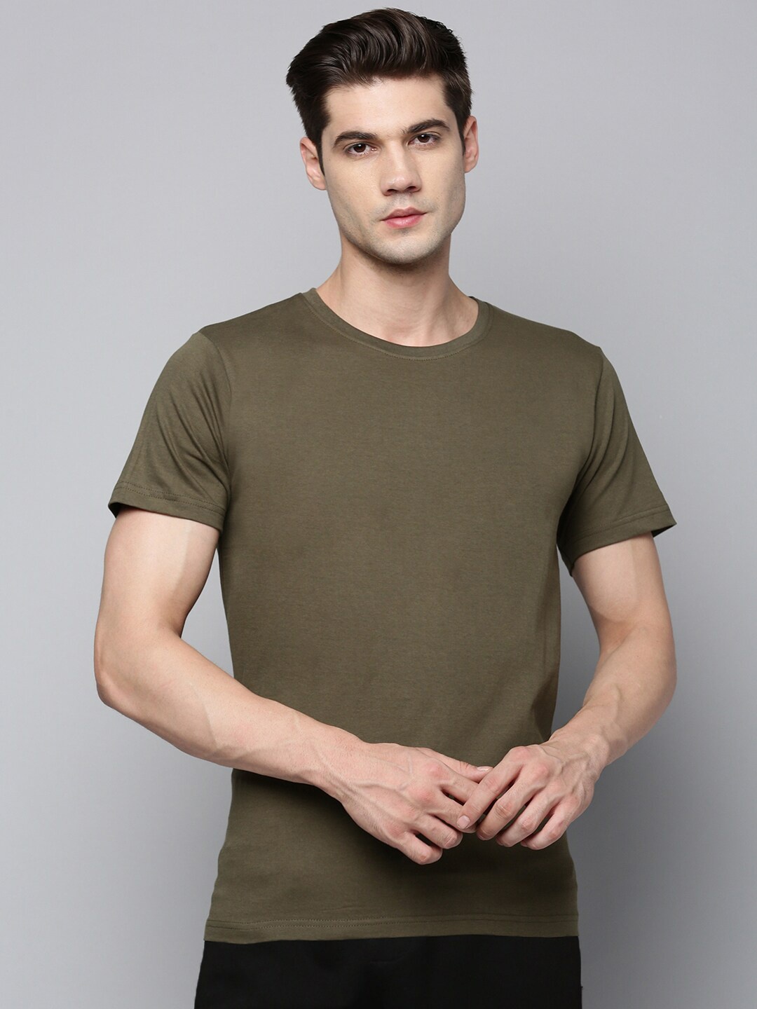 

Urban Dog Round Neck Pure Cotton T-shirt, Olive