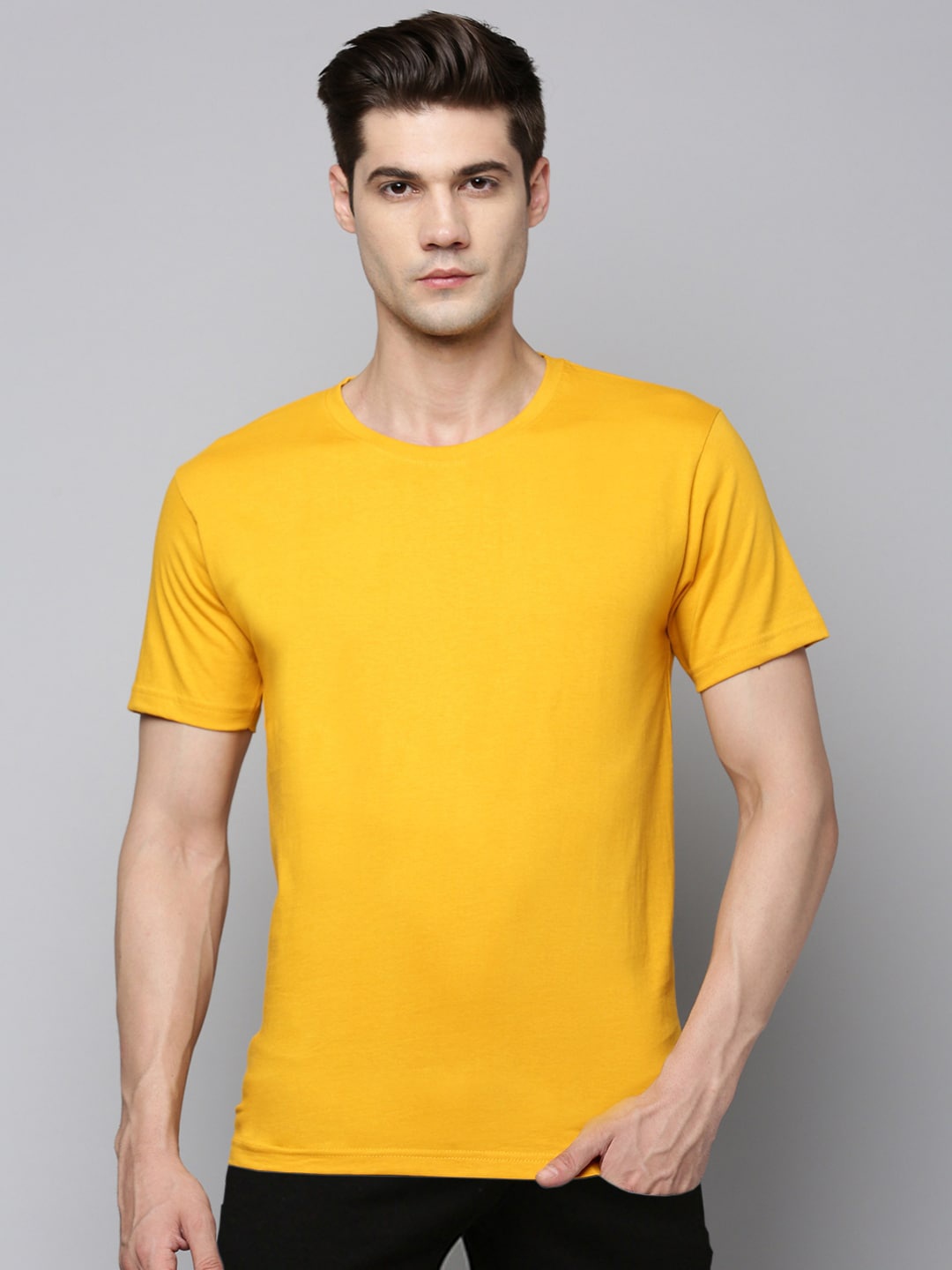 

Urban Dog Round Neck Pure Cotton T-shirt, Mustard