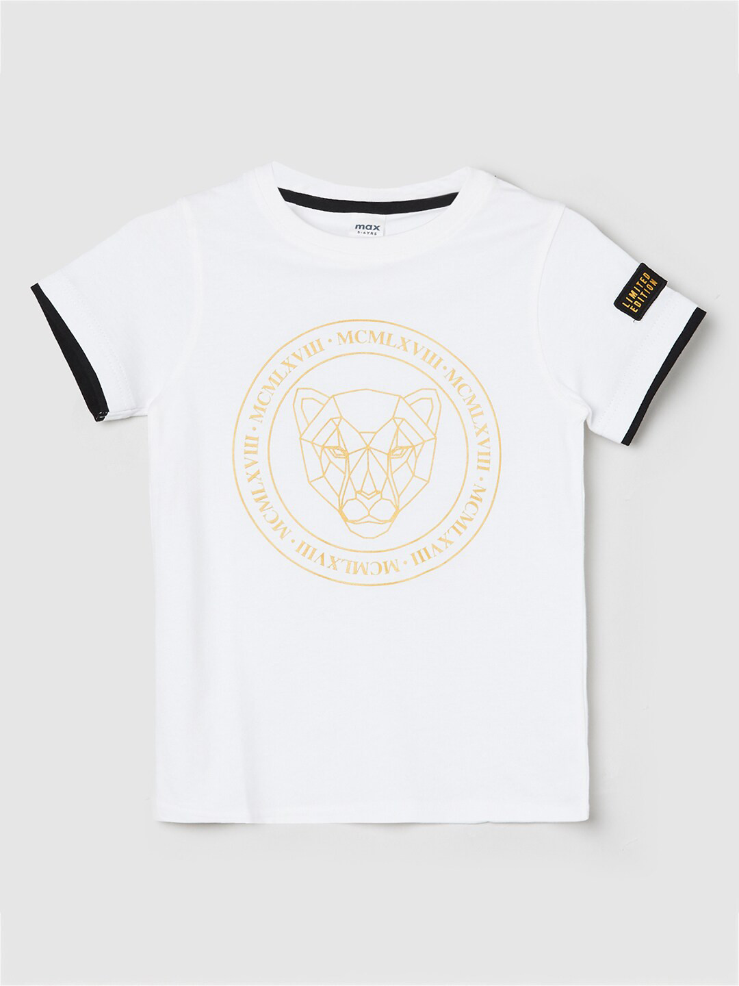 

max Boys Graphic Printed Cotton T-shirt, White