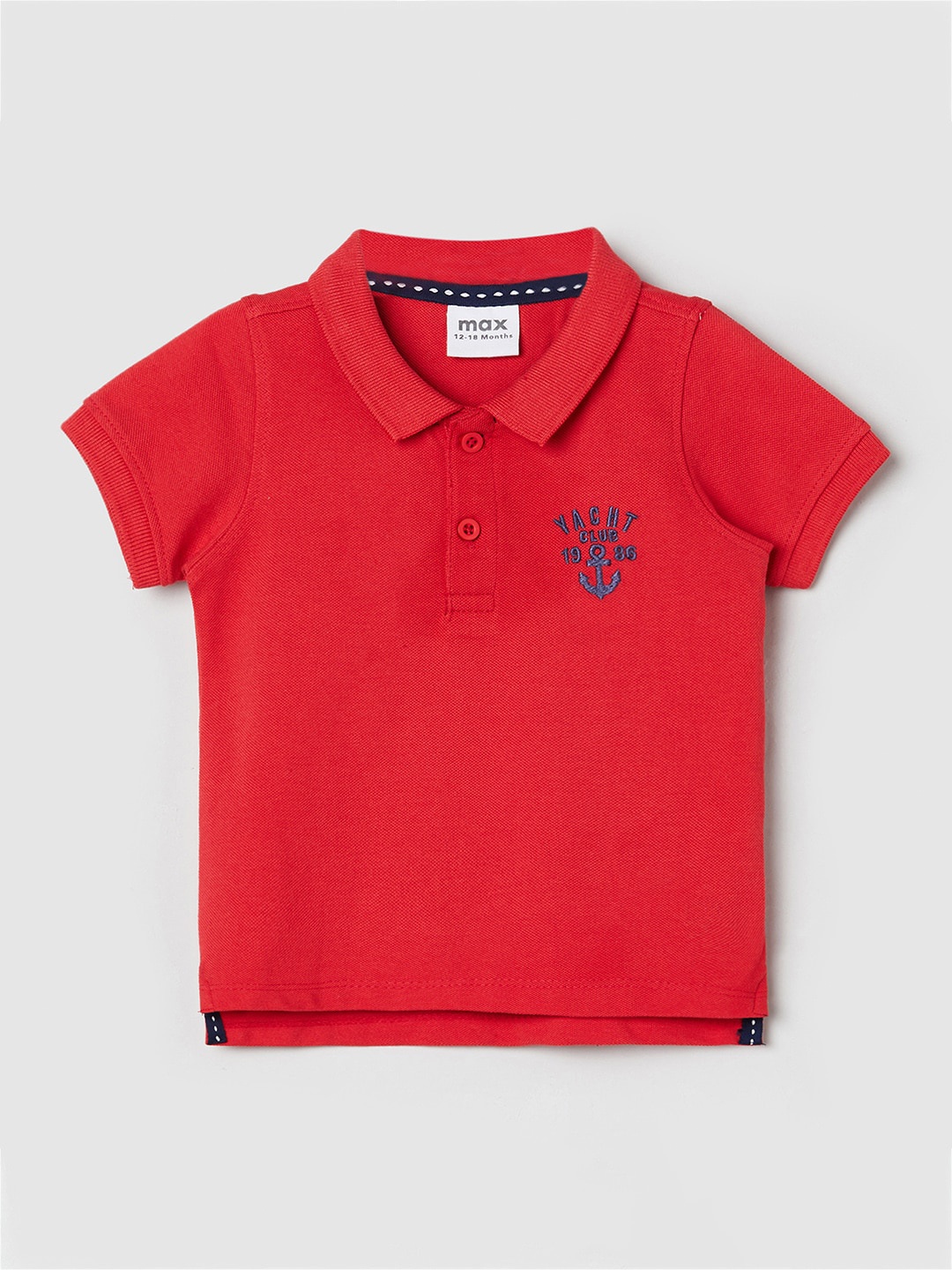 

max Infant Boys Polo Collar Cotton T-shirt, Red