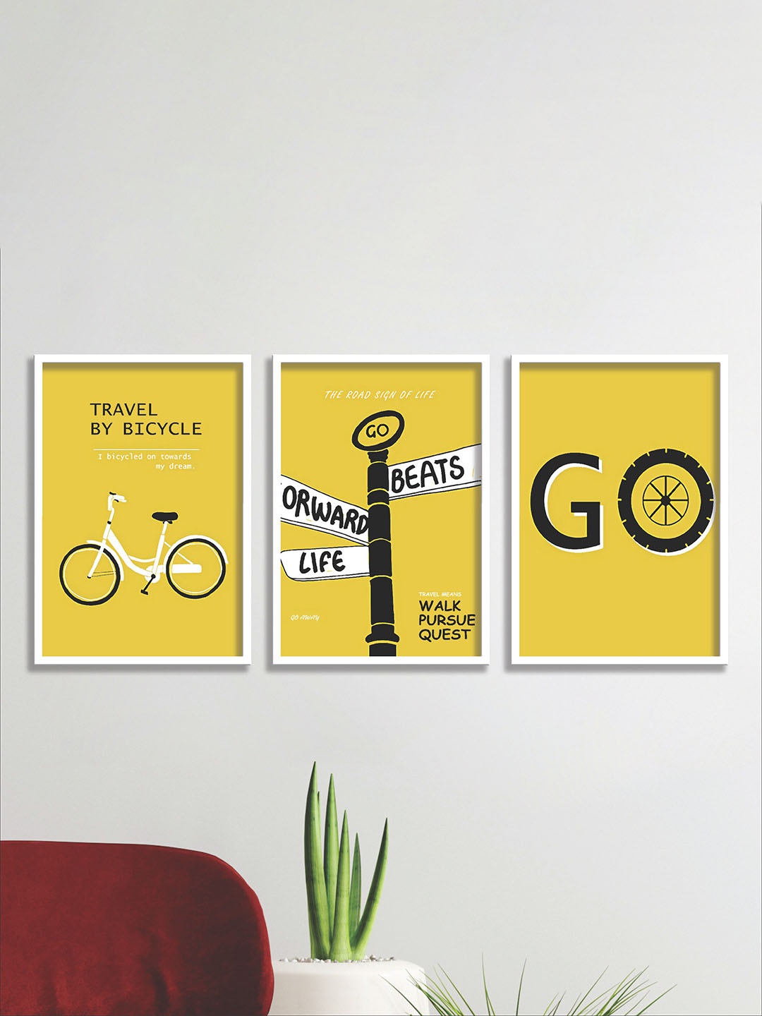 

SAF Yellow & White 3 Pieces Motivational Quotes Painting Wall Art