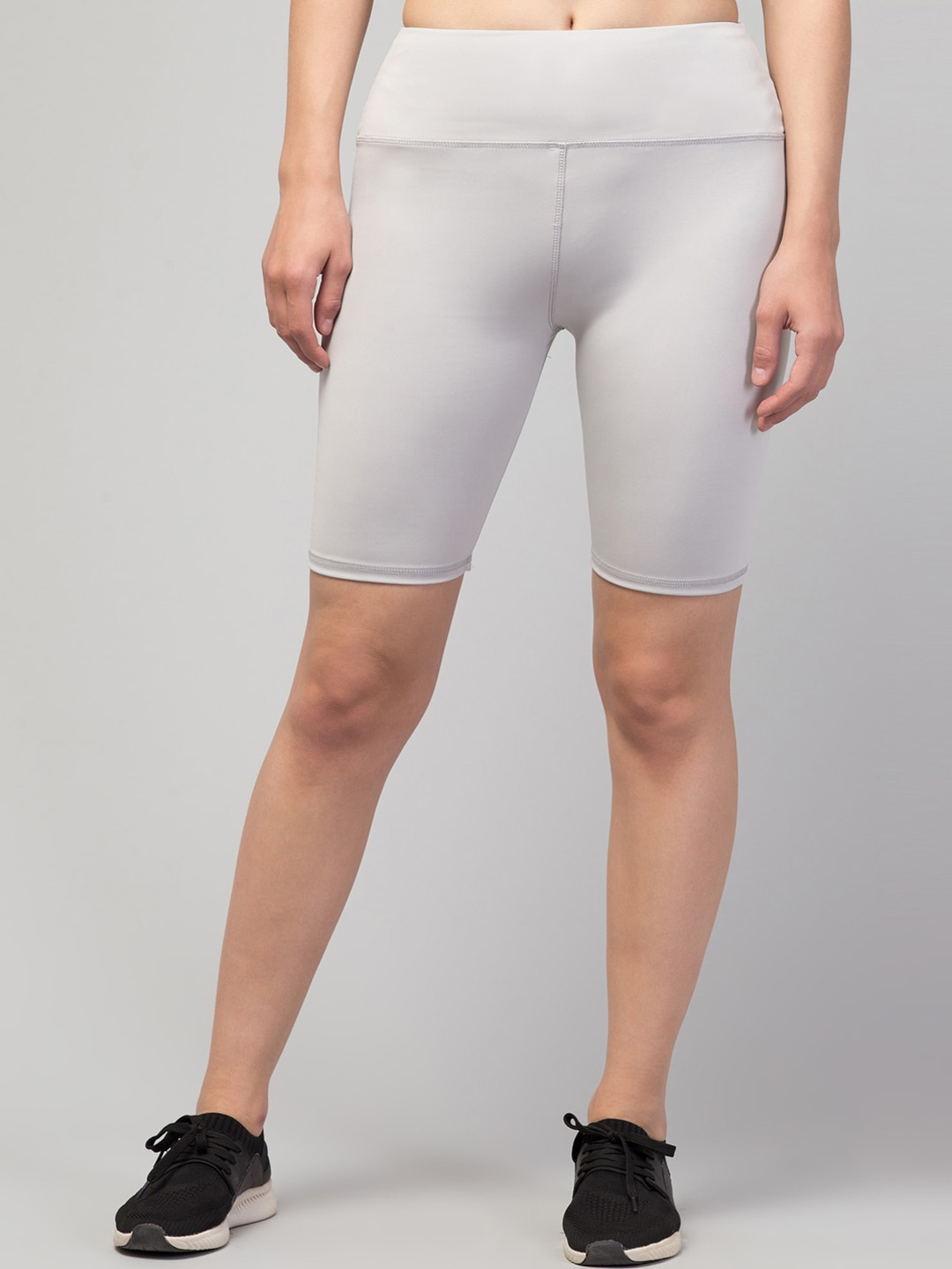 

Lebami Women Skinny Fit Mid-Rise Cycling Sports Shorts, Grey