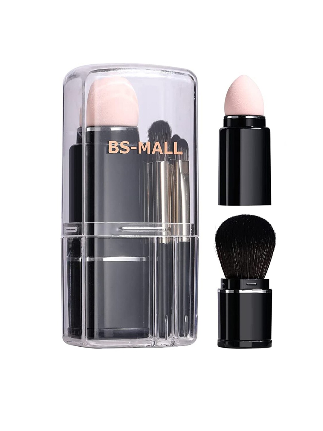 

BS-MALL Travel Premium 8 In 1 Multifunctional Brushes For Face Eyes With Case, Black
